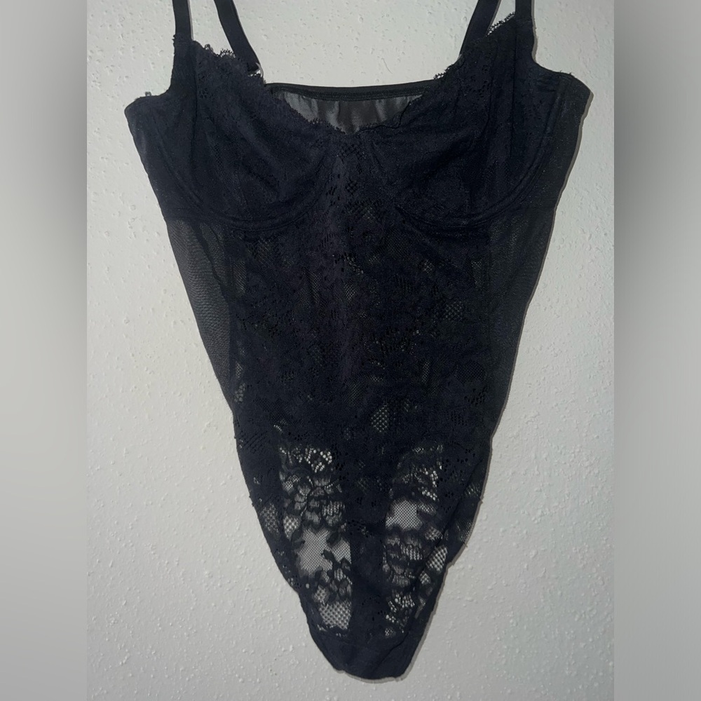 Super cute black lace body suit!
